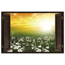 Ventanas 3d vinilos atardecer en el campo